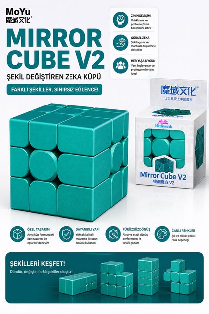 Speed Moyu Mirror Cube V2 3x3x3 Yeşil Zeka Küpü Akıl Küpü Rübik Küp
