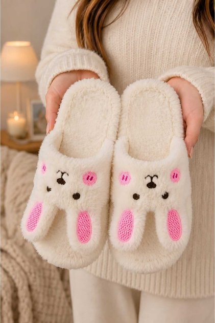 Women's Cute Rabbit Design, Warm, Plush House Slippers