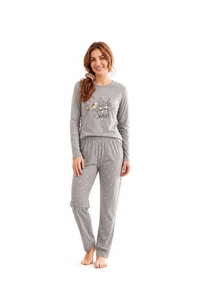 Women's Patterned Modal Long Sleeve Winter Pajama Set