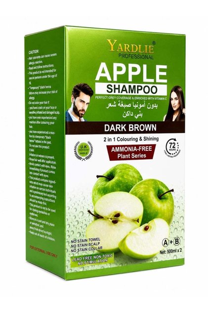Apple No Ammonia Hair Color Shampoo, Dark Brown, 500ml x 2
