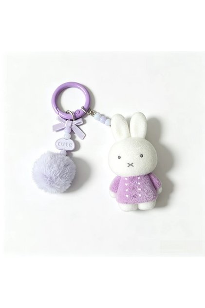 C Miffy Cute Creative Fashion Plush Keychain Portable Decorative Rabbit Pendant Anime Bag Kawaii Sui