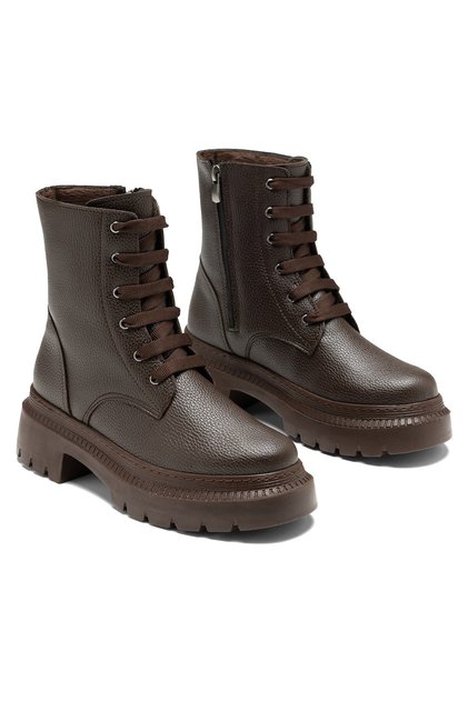 Women's Non-Slip Ready-Sole Zipper Detailed Brown Colored Boots