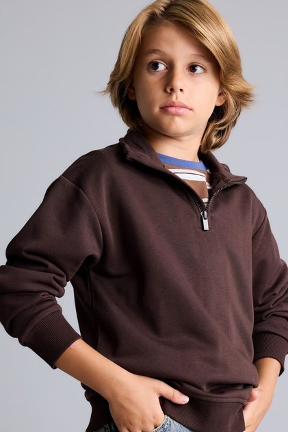 Oversize Half Zipper High Collar Sweatshirt for Boys H7132A826Au