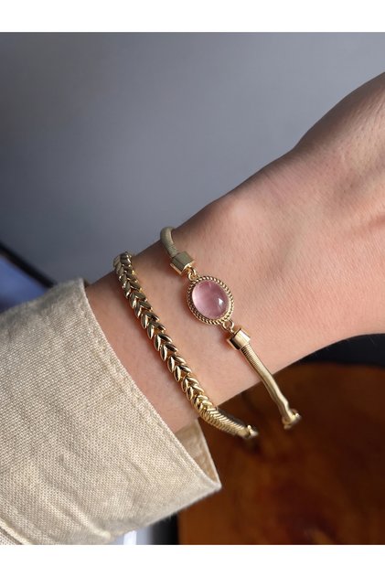 Xuping 14K Altın Rengi Vintage Kombin Kadın Bileklik (2li Set)