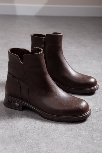 Women's Ankle Boots with Special Non-Slip Sole Detail, Faux Leather, Stylish Women's Boots & Booties