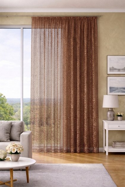 Vega Copper Special Size Tulle Curtain 260X270 Without Pleats