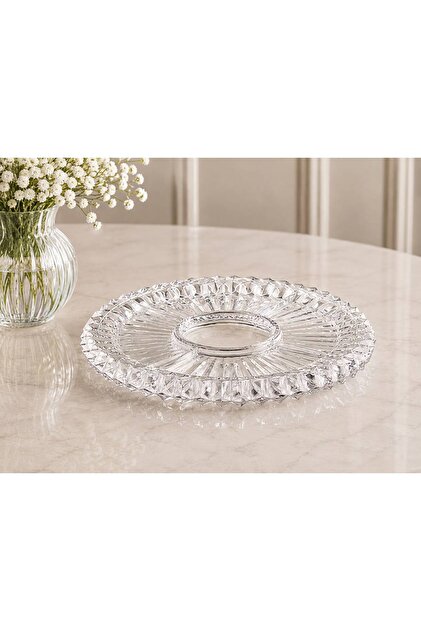 JTELE BÖLMELİ YUVARLAK SUNUM TABAK 34 CM