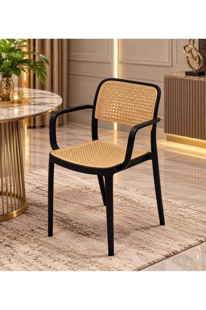 Modern Rattan-Look Plastic Armchair