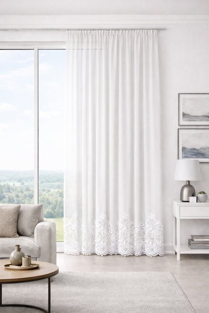 Anglez 16101 Brode Special Size Tulle Curtain 100X270 Without Pleats