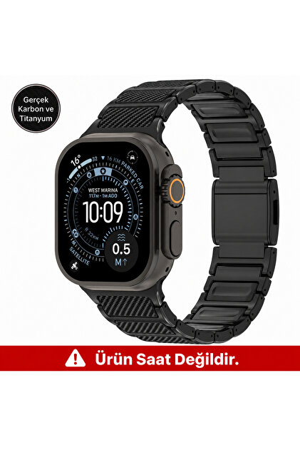 Apple Watch 11 10 9 8 7 6 Ultra Se Uyumlu 42 44 45 46 49mm Uyumlu Premium Gerçek Titanyum Karbon Metal Kordon Kayış