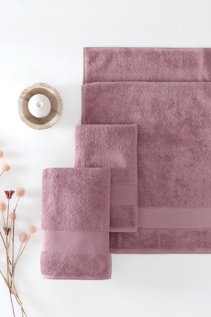 Essentials Combed Cotton Hand / Face / Head Towel Set of 3 - Dried Rose 50X90 cm