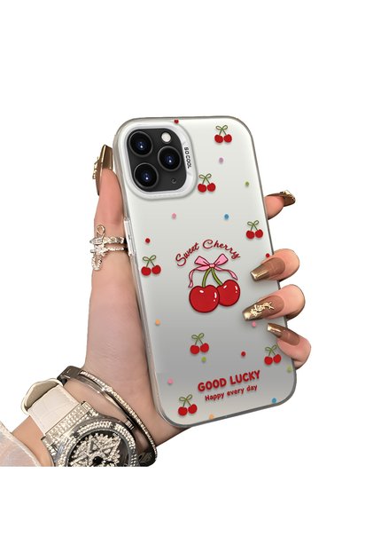 iPhone 11 Pro Compatible Hard Acrylic Back Silicone Edge Lens Protection Cherry Case