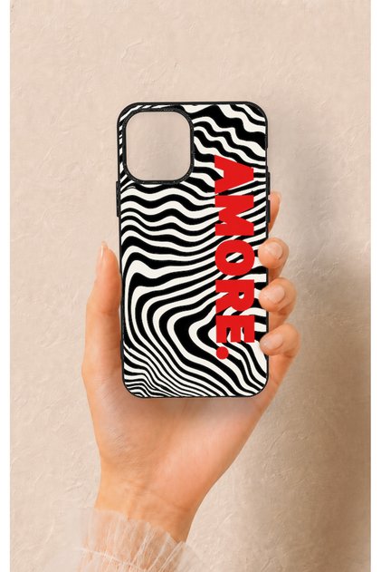 iPhone 12-12Pro Compatible Zebra Amore Patterned Silicone Case