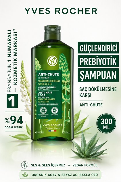 Anti-Hair Loss Strengthening Prebiotic Shampoo 300 ml - Anti-Hair Loss with Agave and White Lupine Extracts