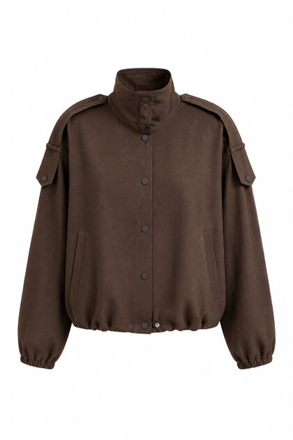 Brown Epaulet Snap Jacket - 9768