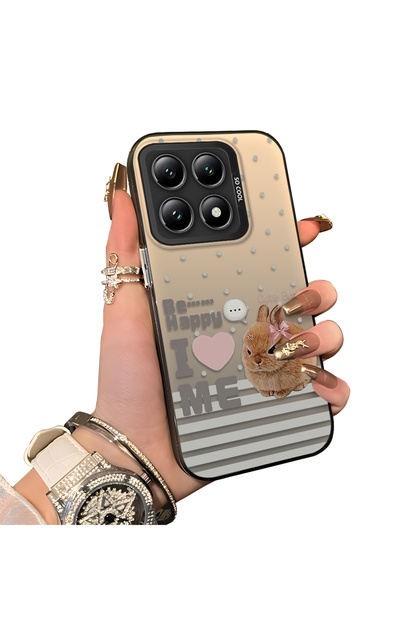 Xiaomi Mi 14t Compatible Hard Acrylic Back Silicone Edge Lens Protection Rabbit Case