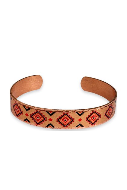 Cream red baklava thin copper bracelet, adjustable