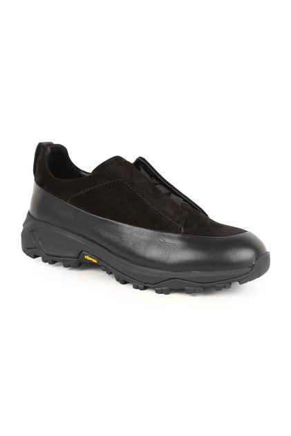 Men's Sneaker Genuine Leather Suede Combination Practical Slip-On Protected Serrated Eva Vibram Sole Shoes L