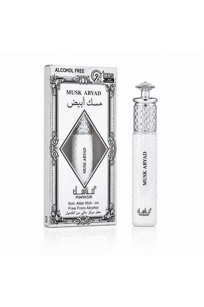 Parfum concentrat unisex, Musk Abyad Attar Roll-On fără alcool, 6 ml, MANASIK®
