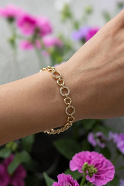 Xuping Vip Brand Zircon Stone Circle Model Gold Bracelet Non-Tarnish 17+2cm