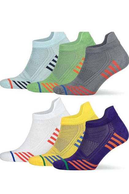 Unisex 6-Pair Boxed Patterned Sports Socks: Stitch-Free Bamboo Running and Walking Socks – Falian
