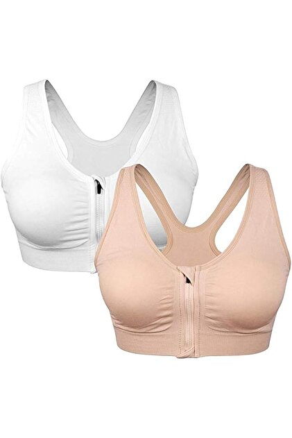 Sports Bras for Women Front Zipper Post Surgery Bra Wire Free Metal Free Bras