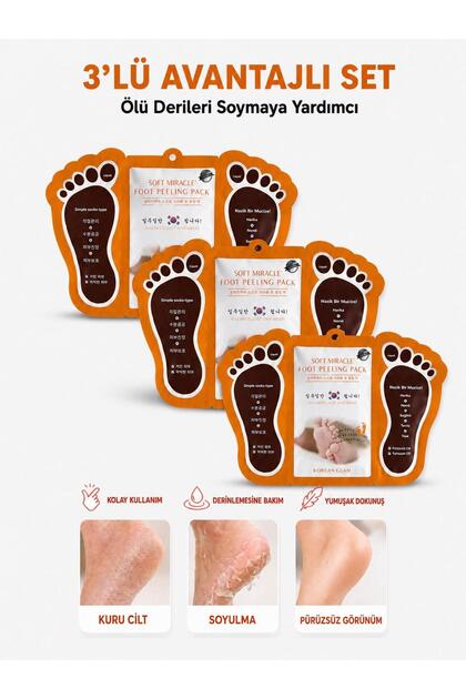 3 Adet Ayak Soyucu Çorap Ölü Derileri Soyan Ayak Çorabı Peeling Maskesi