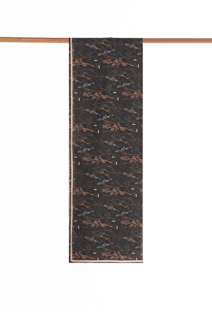 Minimal Pattern Silk Shawl Dark Brown
