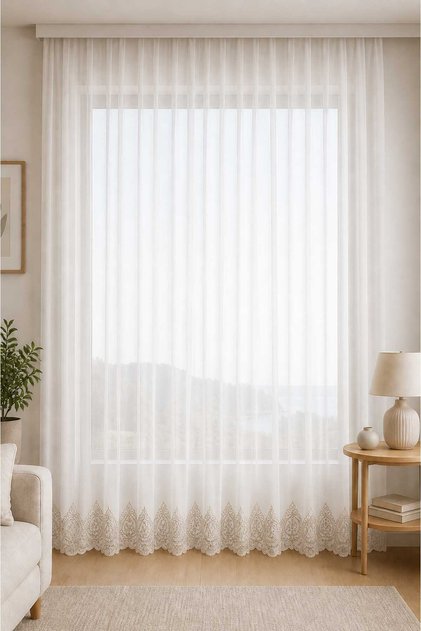 Lace Skirt 16684 Embroidery Custom Size Tulle Curtain 300X270 1X2 Pleat