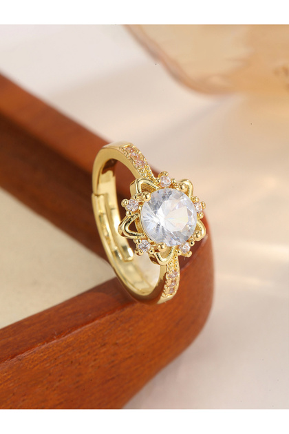 Gold Tone Embellished Adjustable Ring