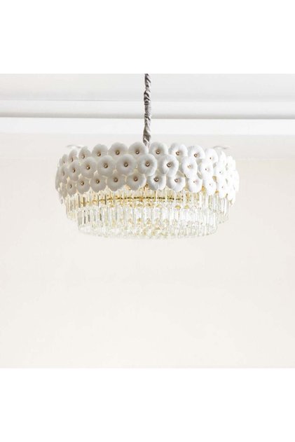 Ibtisam Crystal Chandelier-600xH280-White, Bedroom Chandeliers, L 60 x W 60 x H 28 cm