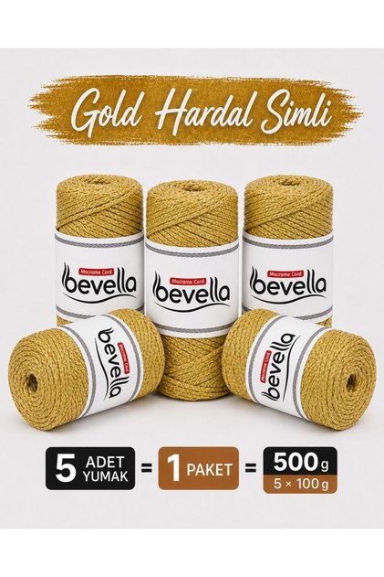 Simli Hardal Gold Soft Cotton Cotton Chain 1.5 mm 5 X 100 Gr 5 Pieces