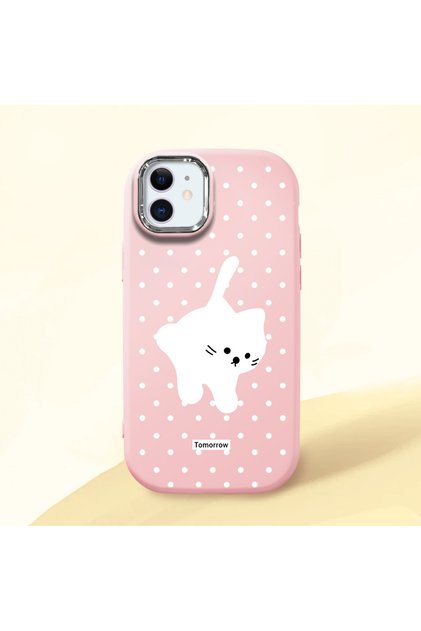 iPhone 11 Compatible Shock Absorbing Camera Protected Pink Silicone Case Cat
