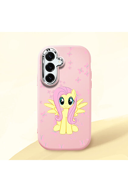Samsung Galaxy S25 Plus Compatible Shock Absorbing Camera Protected Pink Silicone Case Fluttershy