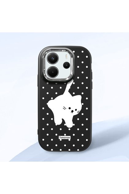 Redmi Note 14 4g Compatible Shock-Absorbing Black Silicone Case with Camera Protection Cat