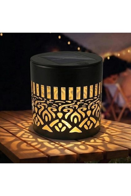 Set de 2 lămpi solare de grădină – Model Mandala, Metal, Lumină alb cald, Autonomie 6-8 ore