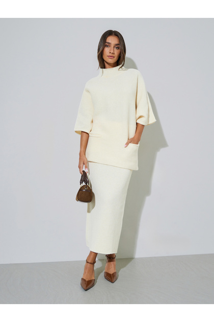 Oversized Knit Sweater and Midi Skirt Co-Ords