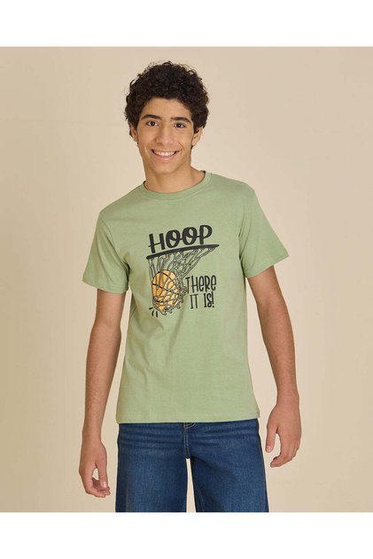 Senior Boys Light Green Graphic T-Shirt