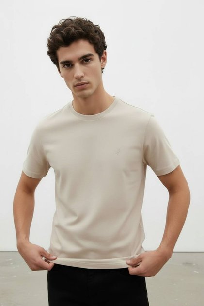 İnterview Basic Modal 0 Yaka Bej T-Shirt