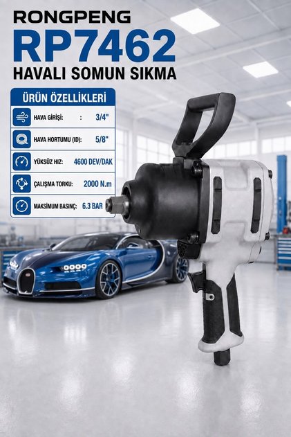 HAVA DARBELİ SOMUN SIKMA 2000 Nm TORK GÜÇÜ 7462 PRO SERİ GARANTİLİ