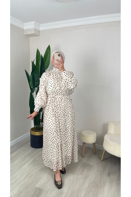 Hazel Chiffon Dress with Gathered Sleeves
