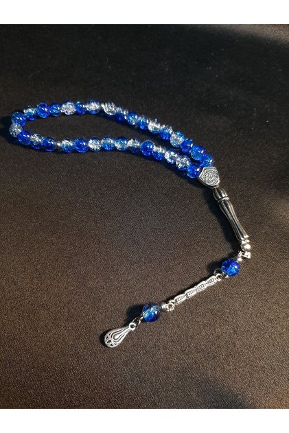 Navy Blue and Translucent Color Mix Glass 33-Piece Prayer Beads