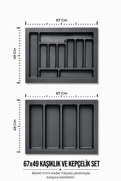 67x49 cm Çekmece İçi Kaşıklık Ve Kepçelik Organizer ( 60*40 Cm'e Kadar Kesilebilir ) Çatal Kaşık Bıçak Düzenleyici