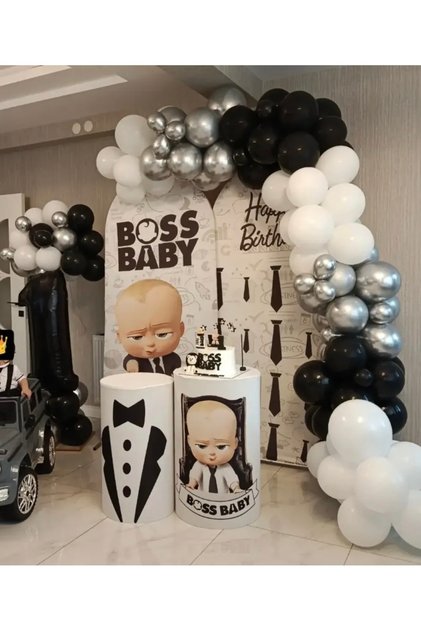 Black White Silver Chrome Balloon Chain Set of 100