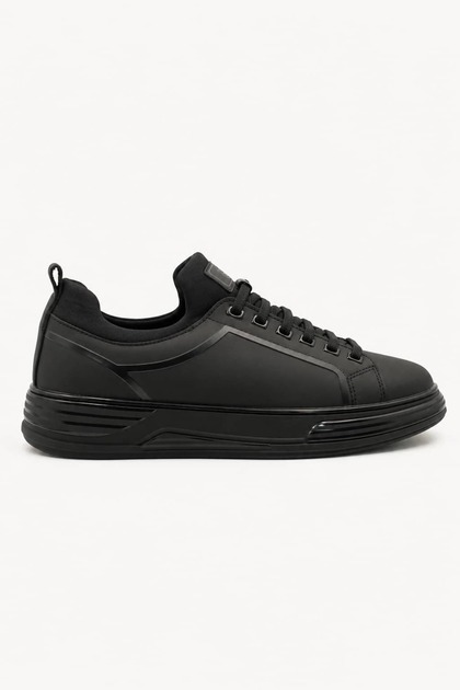 Men's Black Daily Sneaker Shoes Lace-Up Thick Soled Casual Sports Shoes