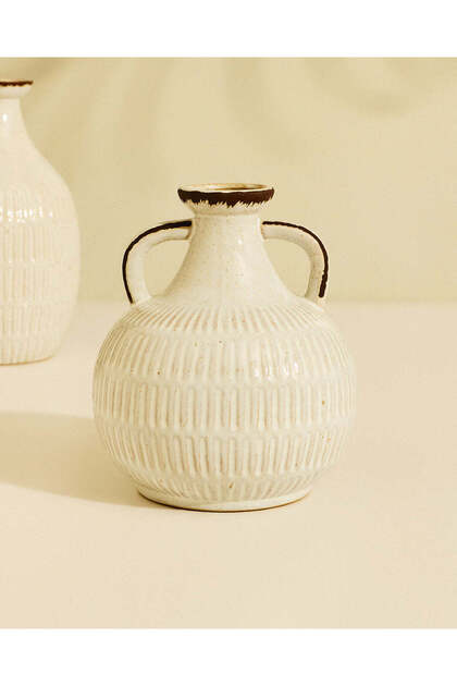 Beige Ceramic Vase - 18 cm
