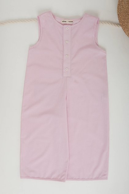 Patched Overalls Striped Pink