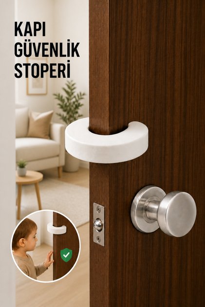 Beyaz Kapı Stoperi Çocuk ve Bebek Güvenliği Parmak Sıkışma Önleyici Kapı Durdurucu ( 1 Adet )