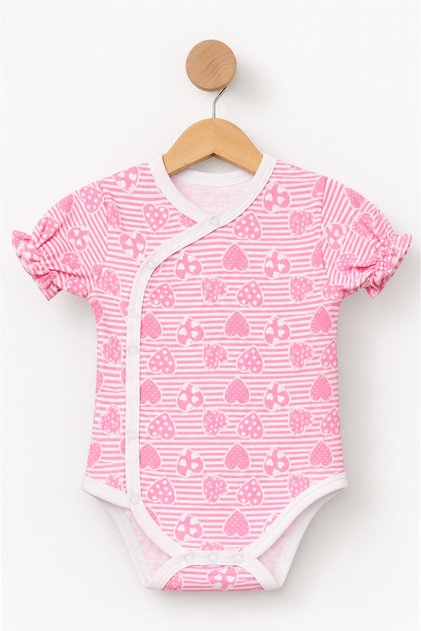 100% Cotton Double-Breasted Collar Snap Fastener Heart Baby Bodysuit