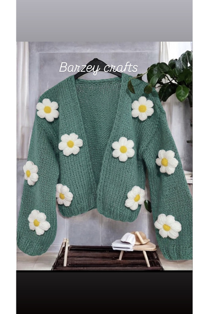 El Knitted Floral Women's Cardigan Model